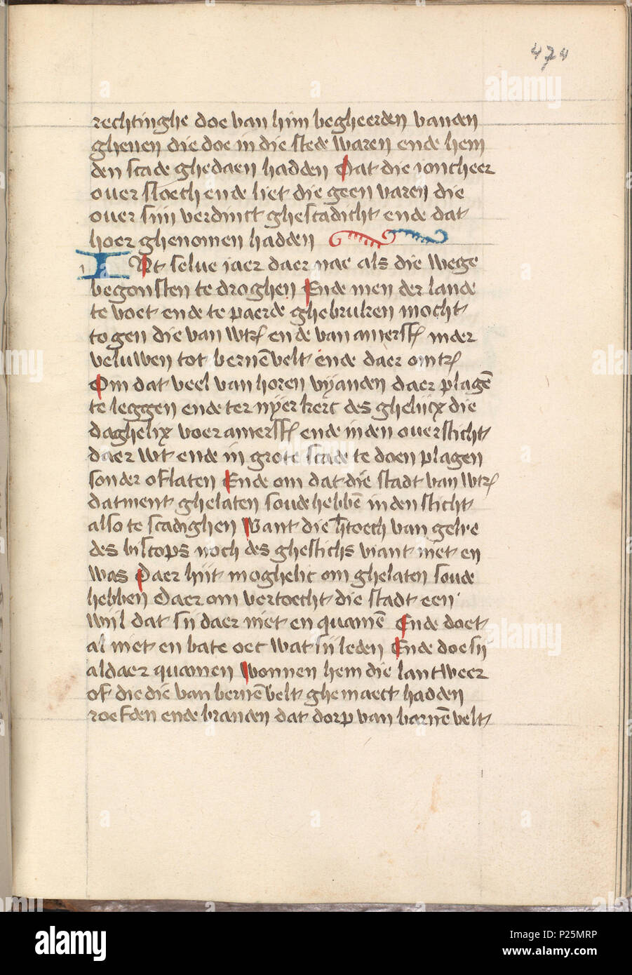 . Kattendijkekroniek - Die historie di morire cronicke van Hollant, van Zeelant ende van Vrieslant ende van den stichte van Uutrecht ende van veel landen die uomini hierna nomen sal - KB KW 1900 A 008, folium 474r . Folium 474r dal Kattendijkekroniek (ca. 1491) dalla collezione della Biblioteca nazionale dei Paesi Bassi. Tra il 1491 e il 1493 integraal 165 Kattendijkekroniek (ca. 1491) - KB KW 1900 A 008, folium 474r Foto Stock