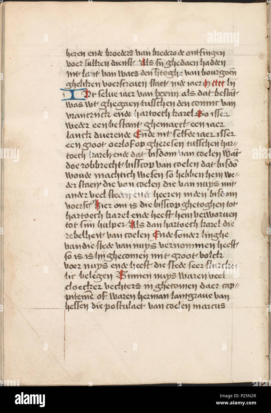 . Kattendijkekroniek - Die historie di morire cronicke van Hollant, van Zeelant ende van Vrieslant ende van den stichte van Uutrecht ende van veel landen die uomini hierna nomen sal - KB KW 1900 A 008, folium 550v . Folium 550v dal Kattendijkekroniek (ca. 1491) dalla collezione della Biblioteca nazionale dei Paesi Bassi. Tra il 1491 e il 1493 integraal 166 Kattendijkekroniek (ca. 1491) - KB KW 1900 A 008, folium 550v Foto Stock
