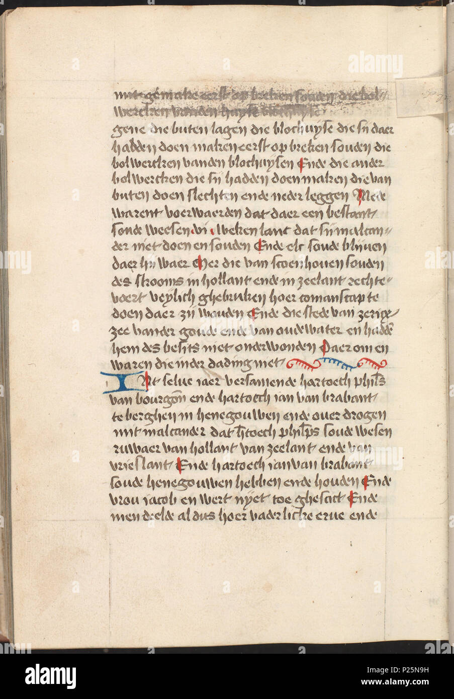 . Kattendijkekroniek - Die historie di morire cronicke van Hollant, van Zeelant ende van Vrieslant ende van den stichte van Uutrecht ende van veel landen die uomini hierna nomen sal - KB KW 1900 A 008, folium 502vII . Folium 502vII dal Kattendijkekroniek (ca. 1491) dalla collezione della Biblioteca nazionale dei Paesi Bassi. Tra il 1491 e il 1493 integraal 165 Kattendijkekroniek (ca. 1491) - KB KW 1900 A 008, folium 502vII Foto Stock