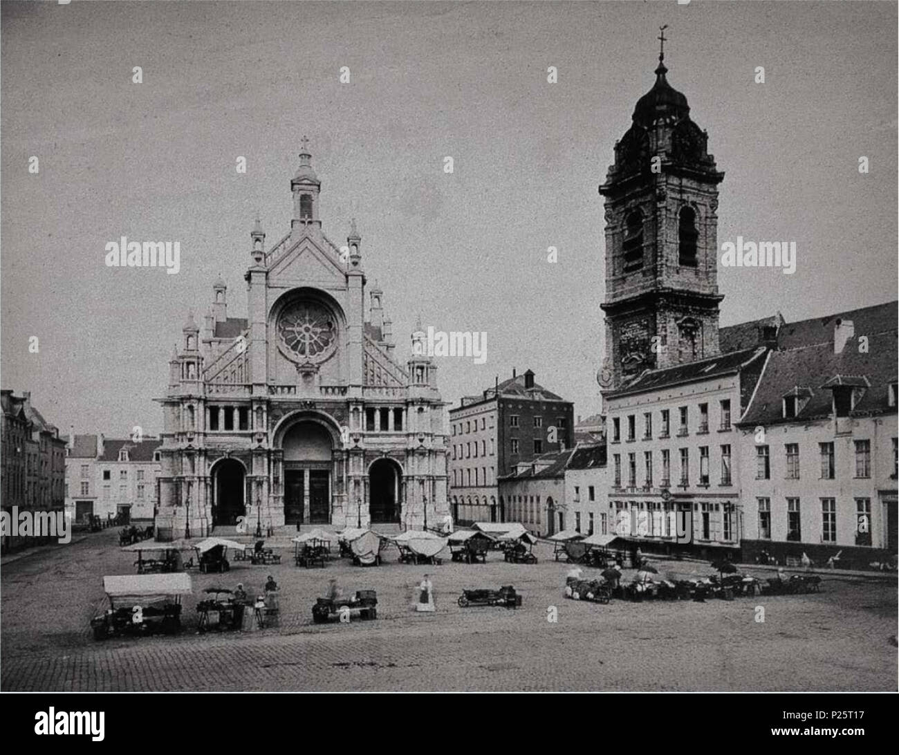 . Inglese: Luogo Sainte-Catherine, Bruxelles . 1851-87. Anonimo 2 1851-87 Sint-Katelijnekerk, Sint-Katelijneplein Foto Stock