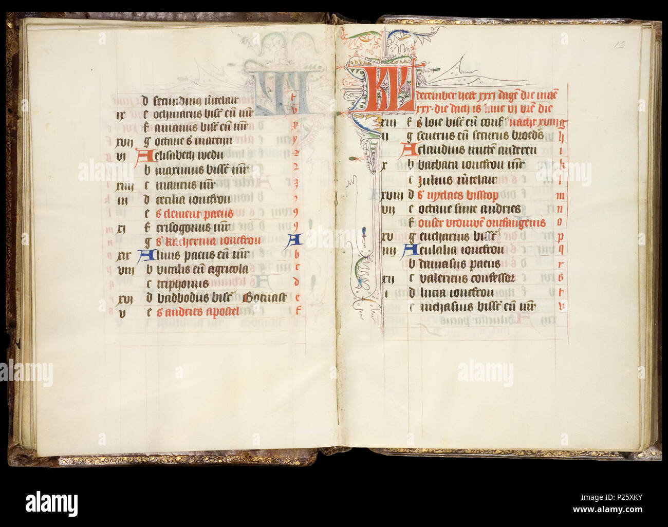 . Bout Psalter-Hours - KB 79 K 11 - Calendario per il mese di dicembre - folio 12r . Calendario per il mese di dicembre - folio 12r . 1453 Handschrift Bout 79K11 43 Bout Psalter-Hours - KB 79 K 11 - Calendario per il mese di dicembre - folio 12r Foto Stock