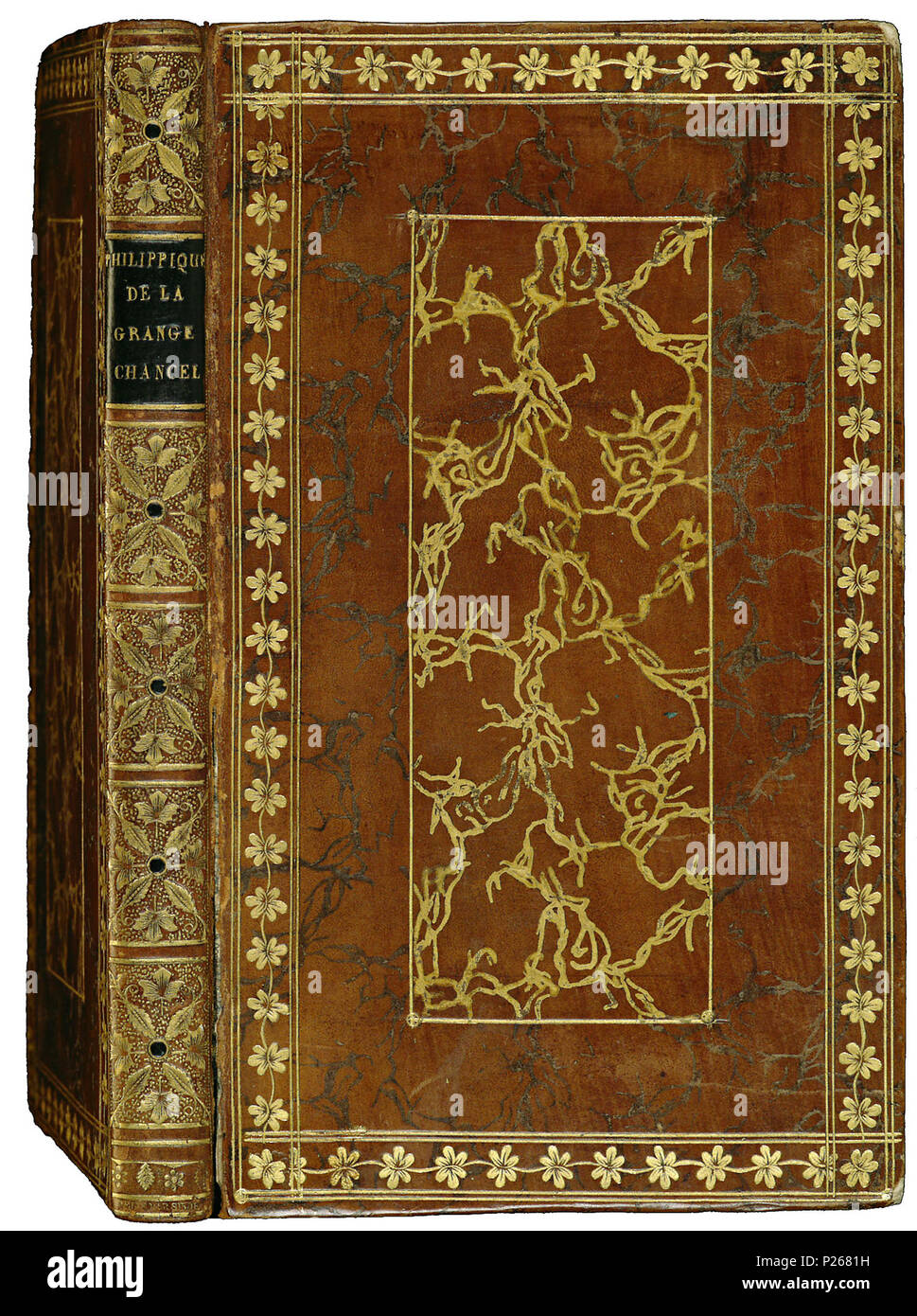 . Band van bruin kalfsleer . Nederlands: Inhoud: La Granges-Chancel. Les Philippiques; avec des notes historiques, critiche et littéraires. A Parigi, l'an VI de la Liberté. 1795 . 1820-1830; 27 Band van bruin kalfsleer-KONB12-1742E10 Foto Stock