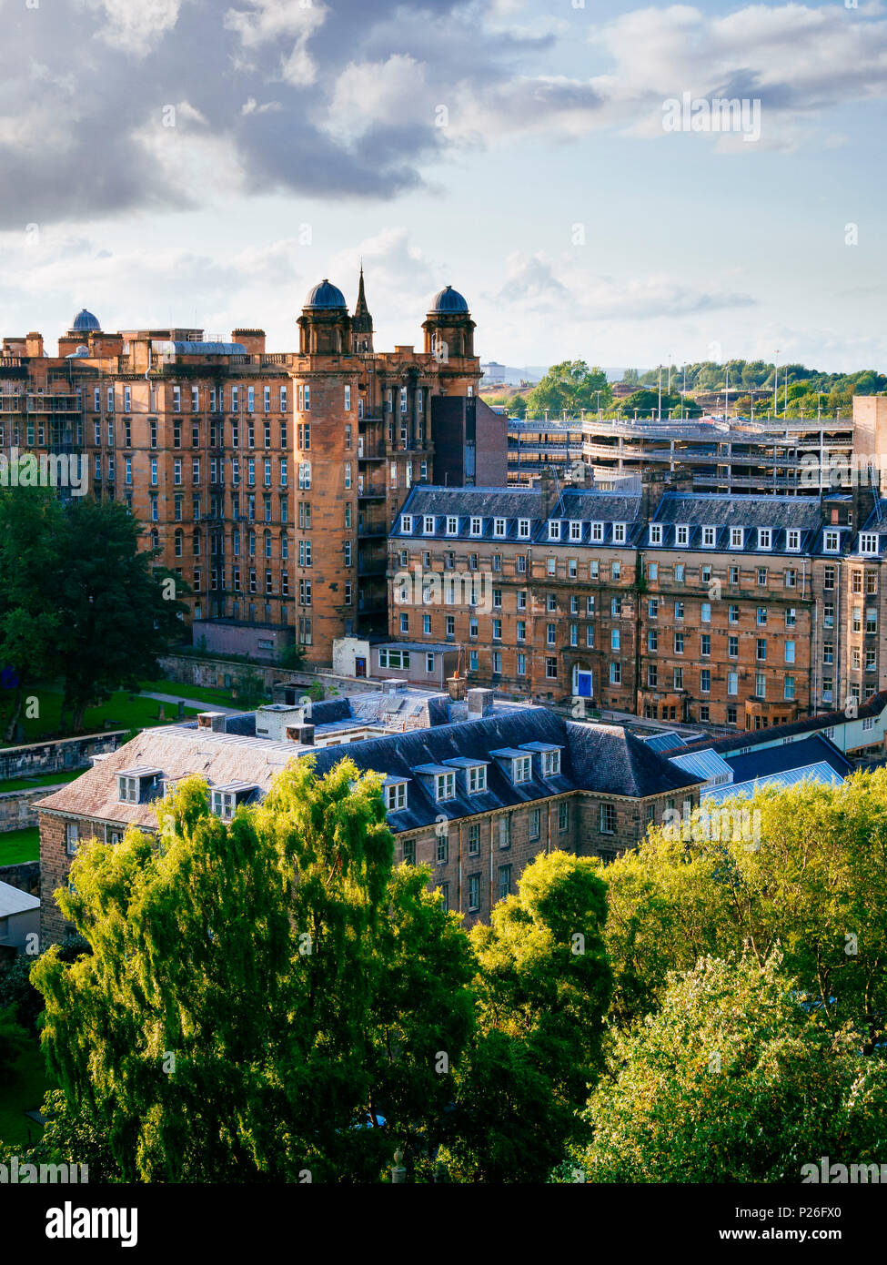 Panoramica di Glasgow dalla necropoli di Glasgow, Scozia, Gran Bretagna, Europa Foto Stock