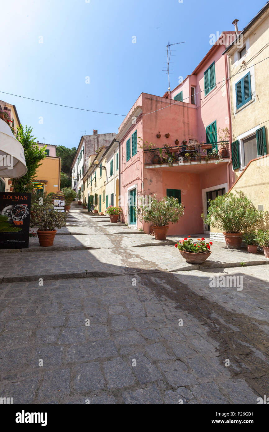 Antico vicolo, Marina di Campo, Isola d'Elba, Provincia di Livorno, Toscana, Italia Foto Stock