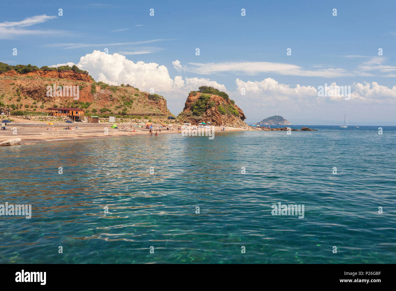 Il mare turchese, Cala Seregola, Capo Pero, Isola d'Elba, Provincia di Livorno, Toscana, Italia Foto Stock