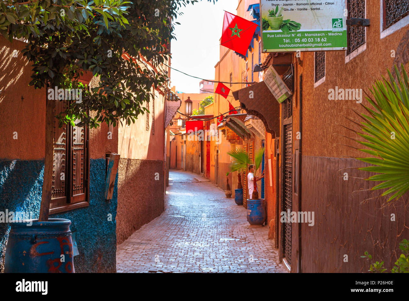 La medina di Marrakesh colorate strade del Marocco Foto Stock