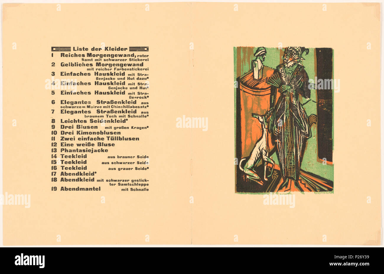 35 Opuscolo foglio interno, Katalog der Ausstellung von Kleidern aus der Stickstube von Frau Eucken, Bremen - (catalogo per la mostra di capi di abbigliamento dalla sig.ra Eucken ricamo di Studio, Brema), 1916 (CH) 18679563 Foto Stock