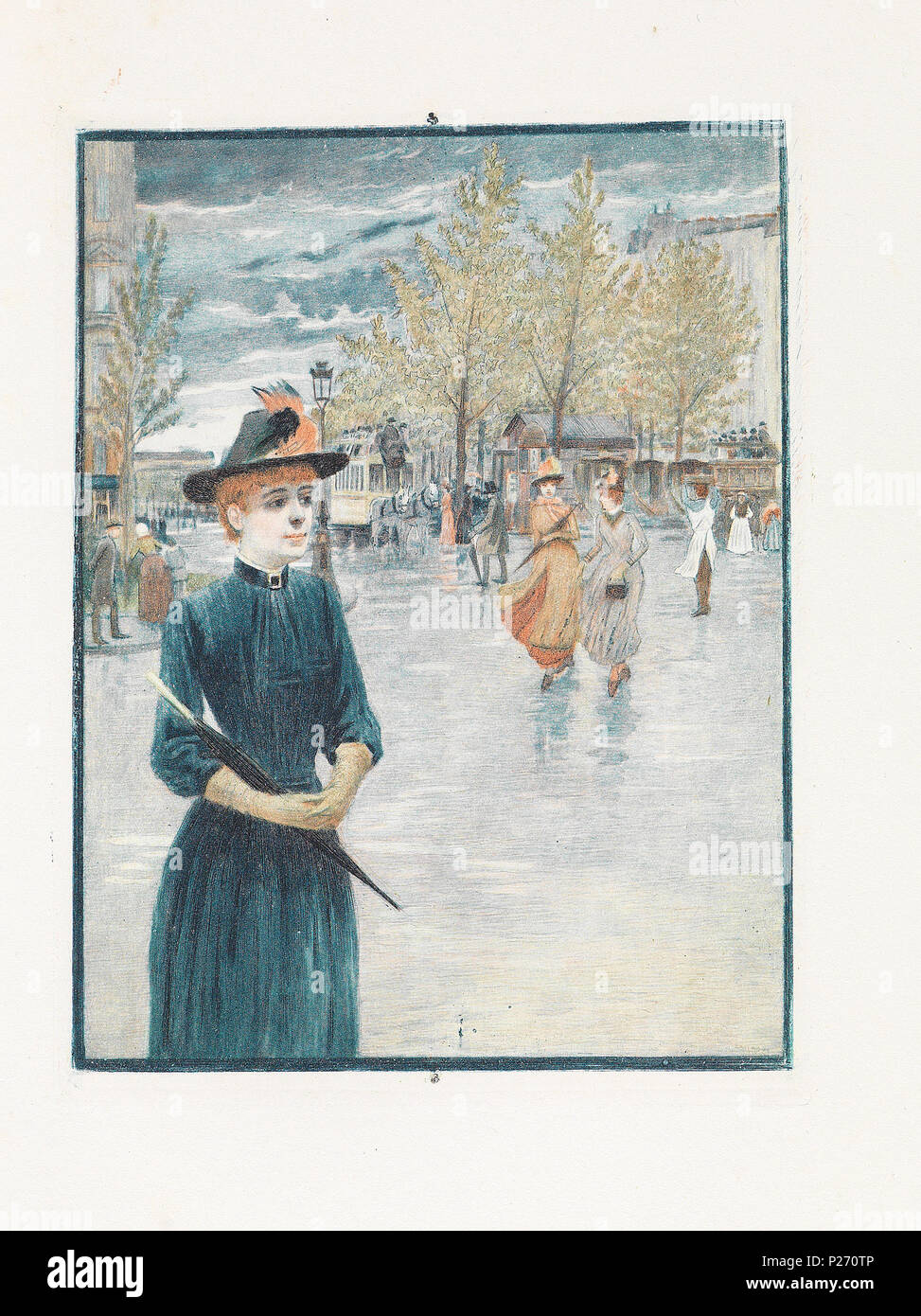 Deutsch: Les Petites Femmes de la Place Pigalle; Farbradierung,  veröffentlicht in: Octave Uzanne (caldaia a recupero.): L'Art et l'idée. La  Revue contemporaine illustrée. Le dilettantisme littéraire et la curiosité.  Parigi, Quantin