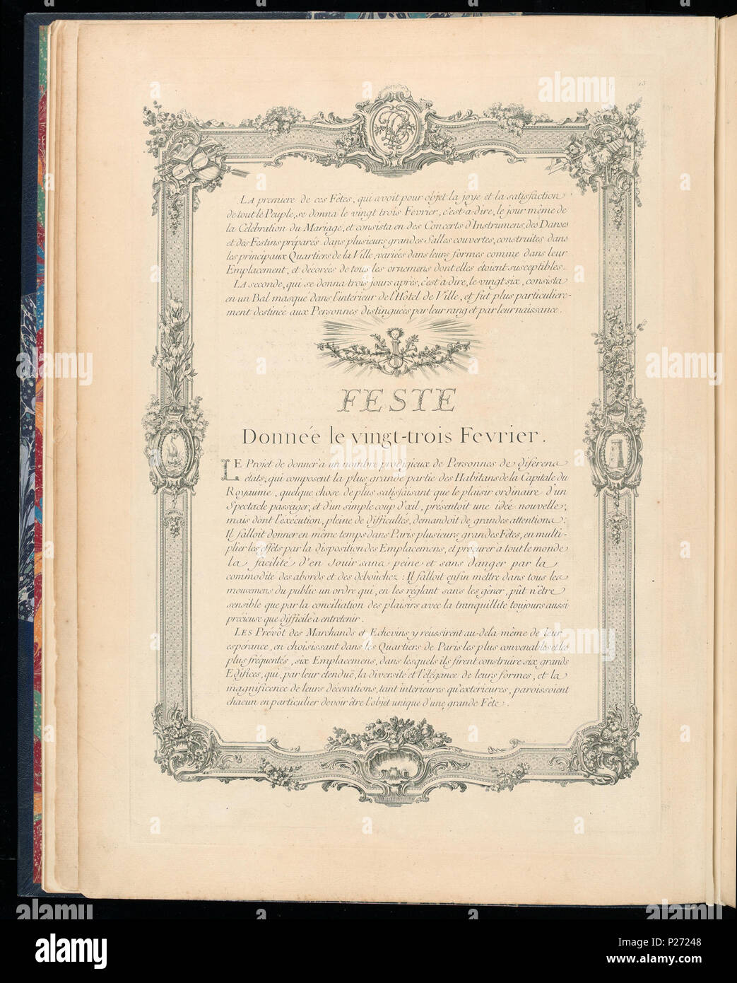 . Inglese: legato Stampa (Francia) . Inglese: pagina di testo con bordo elaborate decorazioni, stampato sul recto e verso. I numeri di accessione per pagine con testo erano assegnati a lungo dopo che le pagine con le immagini incise era stata stabilita. La sequenza per le successive pagine di testo sono come segue: pagine di testo 1921-6-207-31/35, dopo incisione 1921-6-207-2 pagine di testo 1921-6-207-36/38, dopo incisione 1921-6-207-3 pagine di testo 1921-6-207-39, dopo incisione 1921-6-207-22 pagine di testo 1921-6-207-40/45, dopo incisione 1921-6-207-23 . prima del 1921 (acquisita data) 42 vincolato stampare (Francia) (CH) 18736171-2 Foto Stock