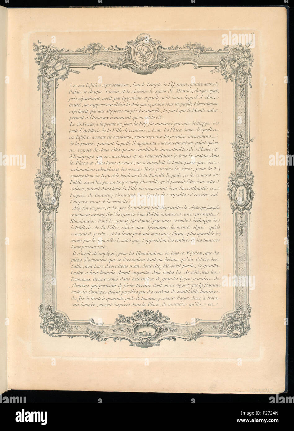 . Inglese: legato Stampa (Francia) . Inglese: pagina di testo con bordo elaborate decorazioni, stampato sul recto e verso. I numeri di accessione per pagine con testo erano assegnati a lungo dopo che le pagine con le immagini incise era stata stabilita. La sequenza per le successive pagine di testo sono come segue: pagine di testo 1921-6-207-31/35, dopo incisione 1921-6-207-2 pagine di testo 1921-6-207-36/38, dopo incisione 1921-6-207-3 pagine di testo 1921-6-207-39, dopo incisione 1921-6-207-22 pagine di testo 1921-6-207-40/45, dopo incisione 1921-6-207-23 . prima del 1921 (acquisita data) 42 vincolato stampare (Francia) (CH) 18736173 Foto Stock