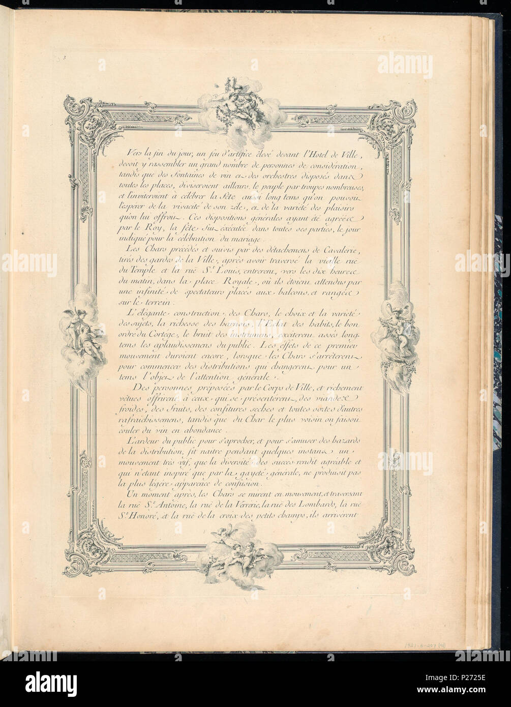 . Inglese: legato Stampa (Francia) . Inglese: pagina di testo con bordo elaborate decorazioni, stampato sul recto e verso. I numeri di accessione per pagine con testo erano assegnati a lungo dopo che le pagine con le immagini incise era stata stabilita. La sequenza per le successive pagine di testo sono come segue: pagine di testo 1921-6-207-31/35, dopo incisione 1921-6-207-2 pagine di testo 1921-6-207-36/38, dopo incisione 1921-6-207-3 pagine di testo 1921-6-207-39, dopo incisione 1921-6-207-22 pagine di testo 1921-6-207-40/45, dopo incisione 1921-6-207-23 . prima del 1921 (acquisita data) 42 vincolato stampare (Francia) (CH) 18736191-2 Foto Stock