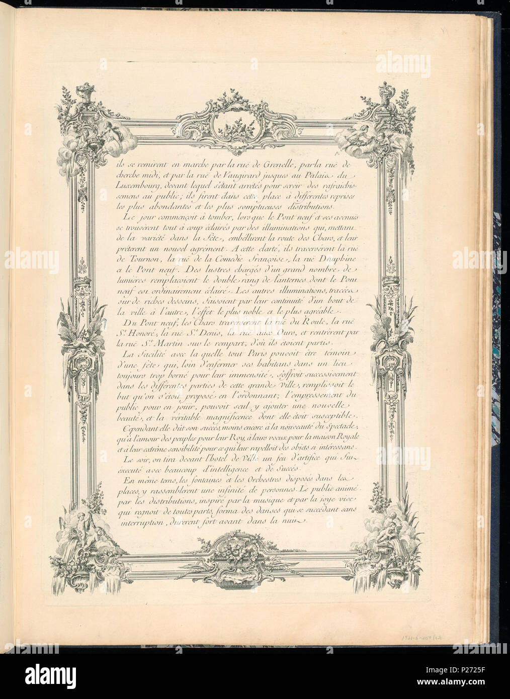 . Inglese: legato Stampa (Francia) . Inglese: pagina di testo con bordo elaborate decorazioni, stampato sul recto e verso. I numeri di accessione per pagine con testo erano assegnati a lungo dopo che le pagine con le immagini incise era stata stabilita. La sequenza per le successive pagine di testo sono come segue: pagine di testo 1921-6-207-31/35, dopo incisione 1921-6-207-2 pagine di testo 1921-6-207-36/38, dopo incisione 1921-6-207-3 pagine di testo 1921-6-207-39, dopo incisione 1921-6-207-22 pagine di testo 1921-6-207-40/45, dopo incisione 1921-6-207-23 . prima del 1921 (acquisita data) 42 vincolato stampare (Francia) (CH) 18736193 Foto Stock