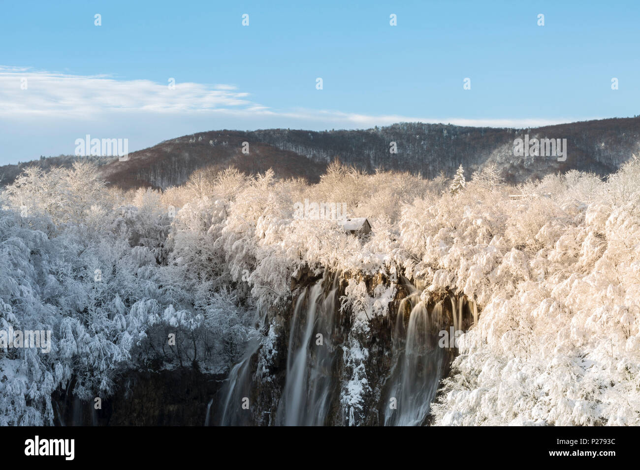 Veliki Slap cascata del Parco Nazionale dei Laghi di Plitvice, Plitvicka Jezera, Lika e Senj County, Croazia Foto Stock