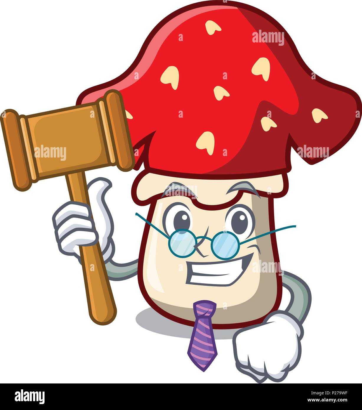 Giudice fungo amanita mascotte cartoon Illustrazione Vettoriale