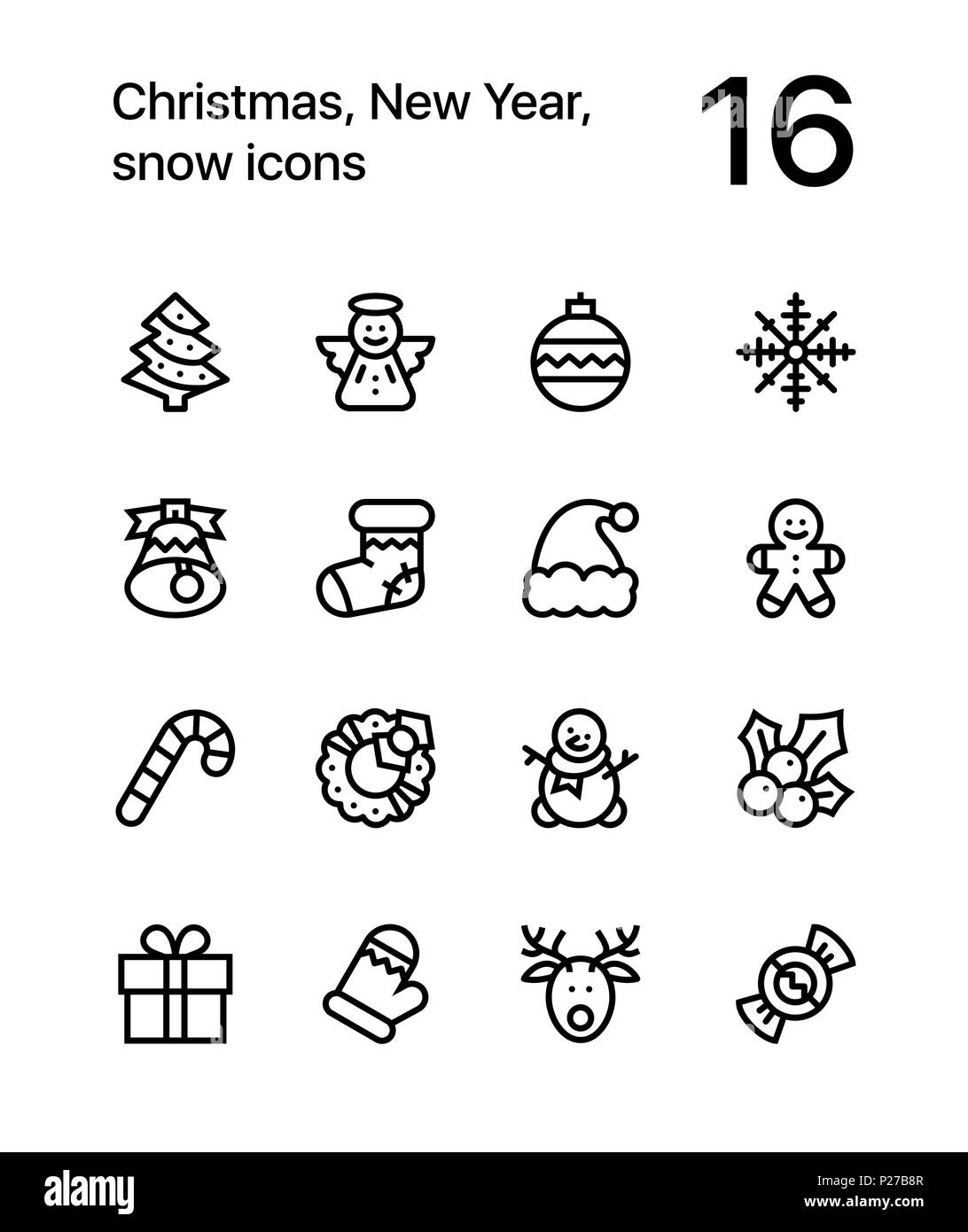 Buon Natale e Felice Anno Nuovo le icone per il web e i dispositivi mobili pack 1 Illustrazione Vettoriale