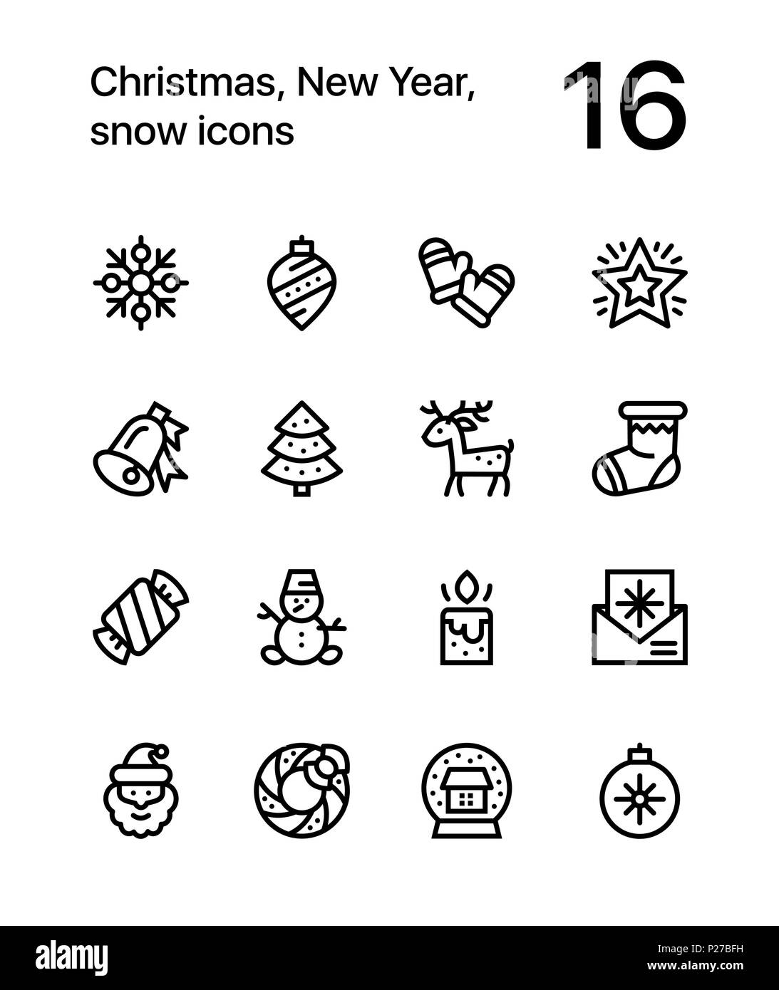 Buon Natale e Felice Anno Nuovo le icone per il web e i dispositivi mobili pack 3 Illustrazione Vettoriale