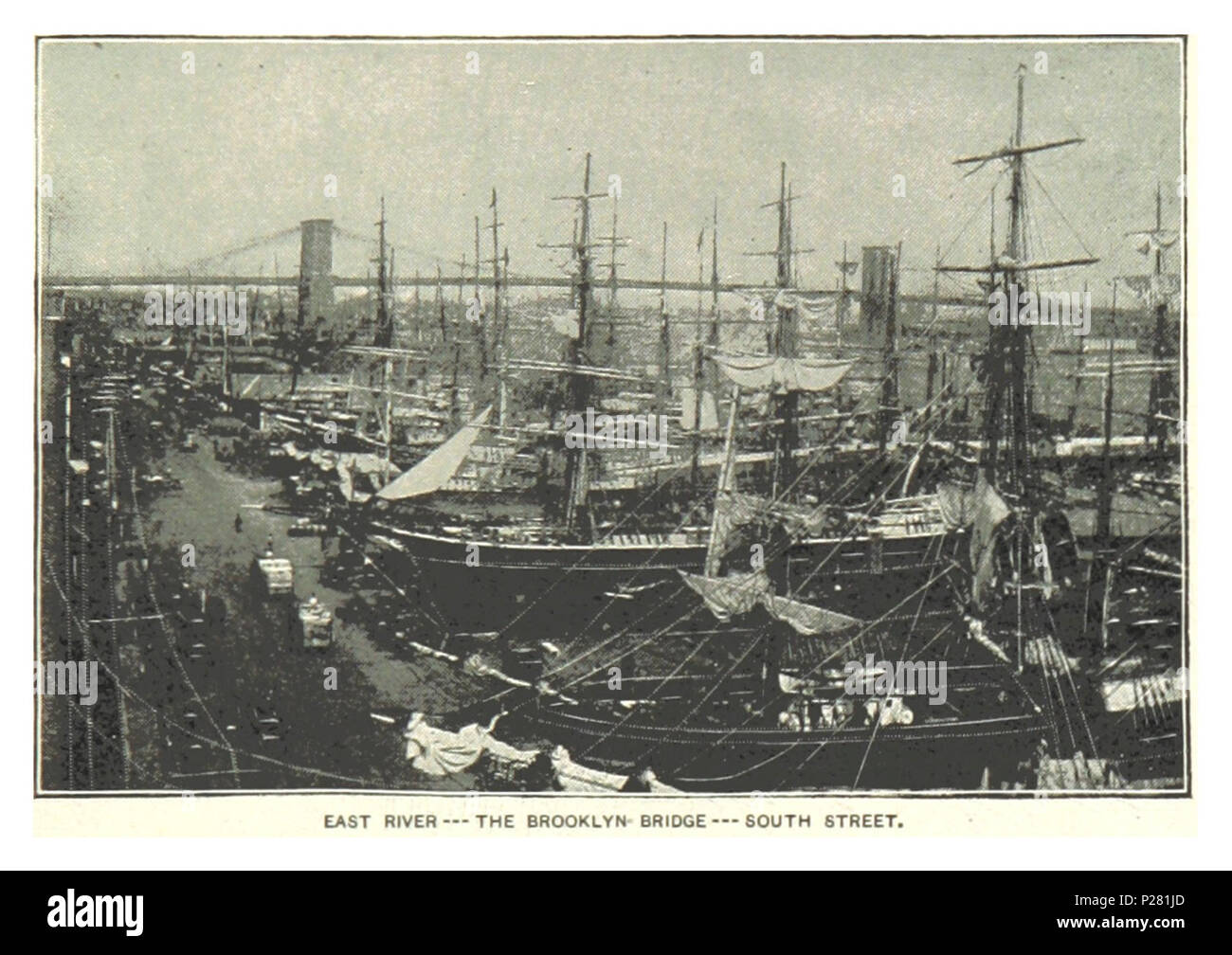 (Re1893NYC) PG113 East River, il ponte di Brooklyn, SOUTH STREET. Foto Stock