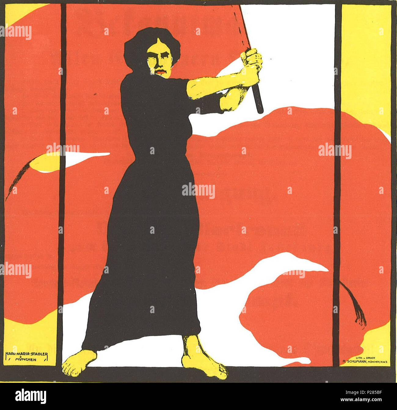 . Deutsch: Plakat der Frauenbewegung zum Frauentag 8. März 1914. Es wird das Frauenwahlrecht gefordert. Inglese: Poster per la Giornata della donna, 8 marzo 1914, chiedendo il diritto di voto per le donne. 1914. Karl Maria Stadler (1888 - nach 1943) 126 Frauentag 1914 Heraus mit dem Frauenwahlrecht (ritagliate) Foto Stock