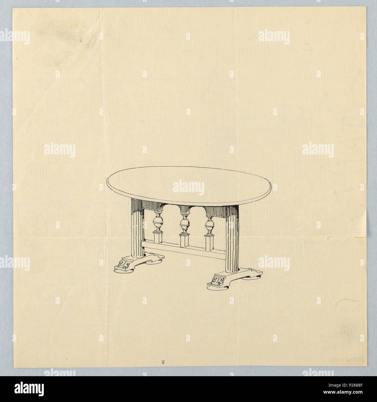 103 il disegno per il piccolo tavolo ovale con pieghe supporti a colonna e base quadrata, 1900-05 (CH) 18681691 Foto Stock