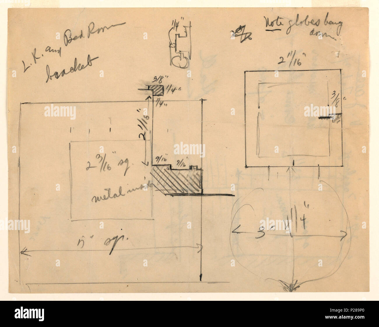 . Inglese: disegno, con soggiorno e camera da letto mensole, Hall specchio, Henry J. Allen Residence, Wichita, Kansas, 1917 . Inglese: Progetta per staffe differenti. In basso a sinistra: piazza grande con alcuni dettagli di pattern. A destra, piccolo quadrato con nessun modello. . 1917 106 disegno, con soggiorno e camera da letto mensole, Hall specchio, Henry J. Allen Residence, Wichita, Kansas, 1917 (CH) 18800301-2 Foto Stock