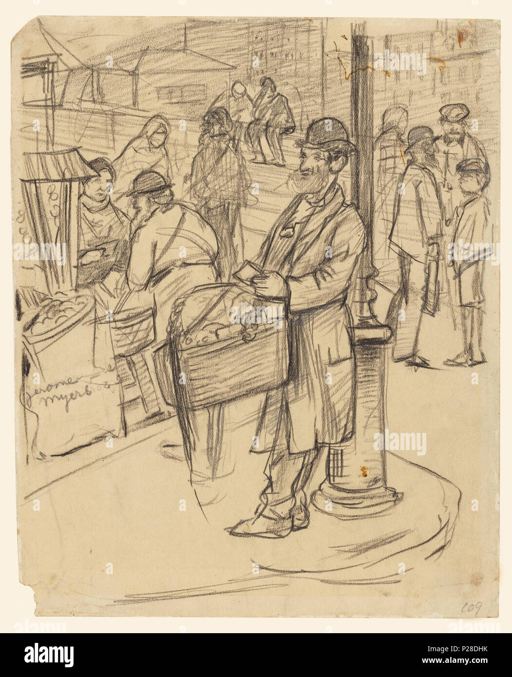 Inglese Disegno Il Venditore Ambulante 1903 Inglese La Figura Di Un Barbuto Peddler Dei Lacci In Piedi