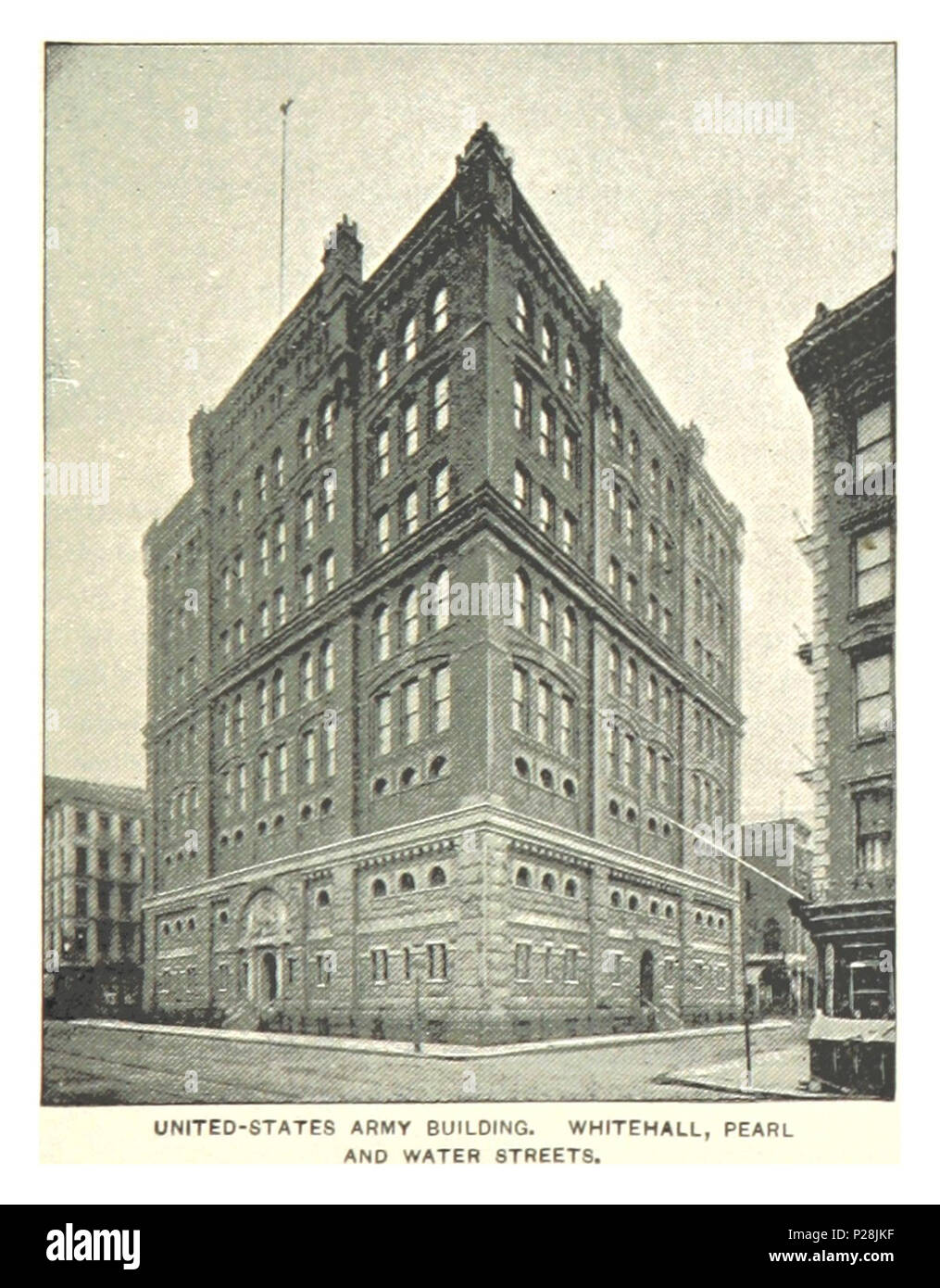 (Re1893NYC) PG547 US Army edificio, Whitehall, perla e vie d'acqua. Foto Stock