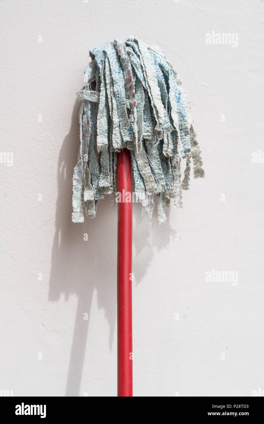 Uno straccio per la pulizia di pavimenti in appoggio sulla parete Foto  stock - Alamy