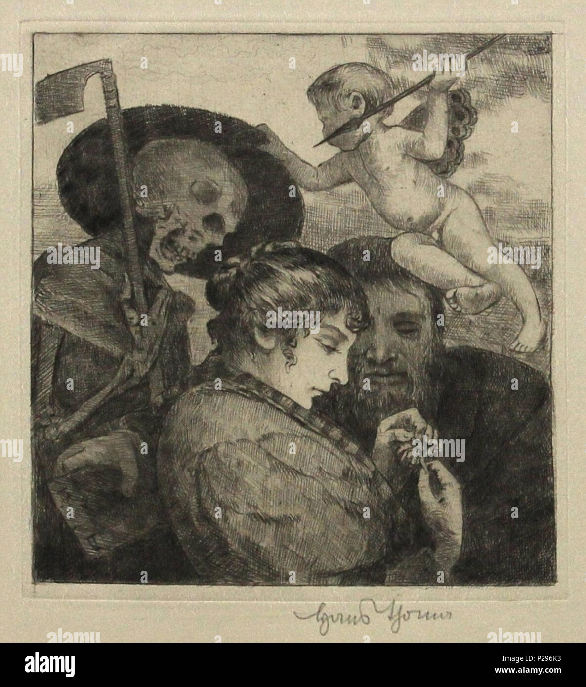 . 'Schnitter Tod', Radierung , monogrammiert und datiert 'HTh (19)19', Plattenmaße 18,5 x 16,5 cm . 1919. Hans Thoma (1839-1924) Descrizione pittore tedesco e docente universitario Data di nascita e morte 2 Ottobre 1839 7 Novembre 1924 Luogo di nascita e morte Bernau (Schwarzwald) Karlsruhe sede di lavoro Frankfurt am Main, Karlsruhe, München, Italien competente controllo : Q678094 VIAF: 111662989 ISNI: 0000 0001 2147 924X ULAN: 500003772 LCCN: N84020178 MusicBrainz: 5f222d02-5456-4F25-centro AEEC-a6C15768E44c WorldCat 144 Hans Thoma Schnitter Tod Foto Stock