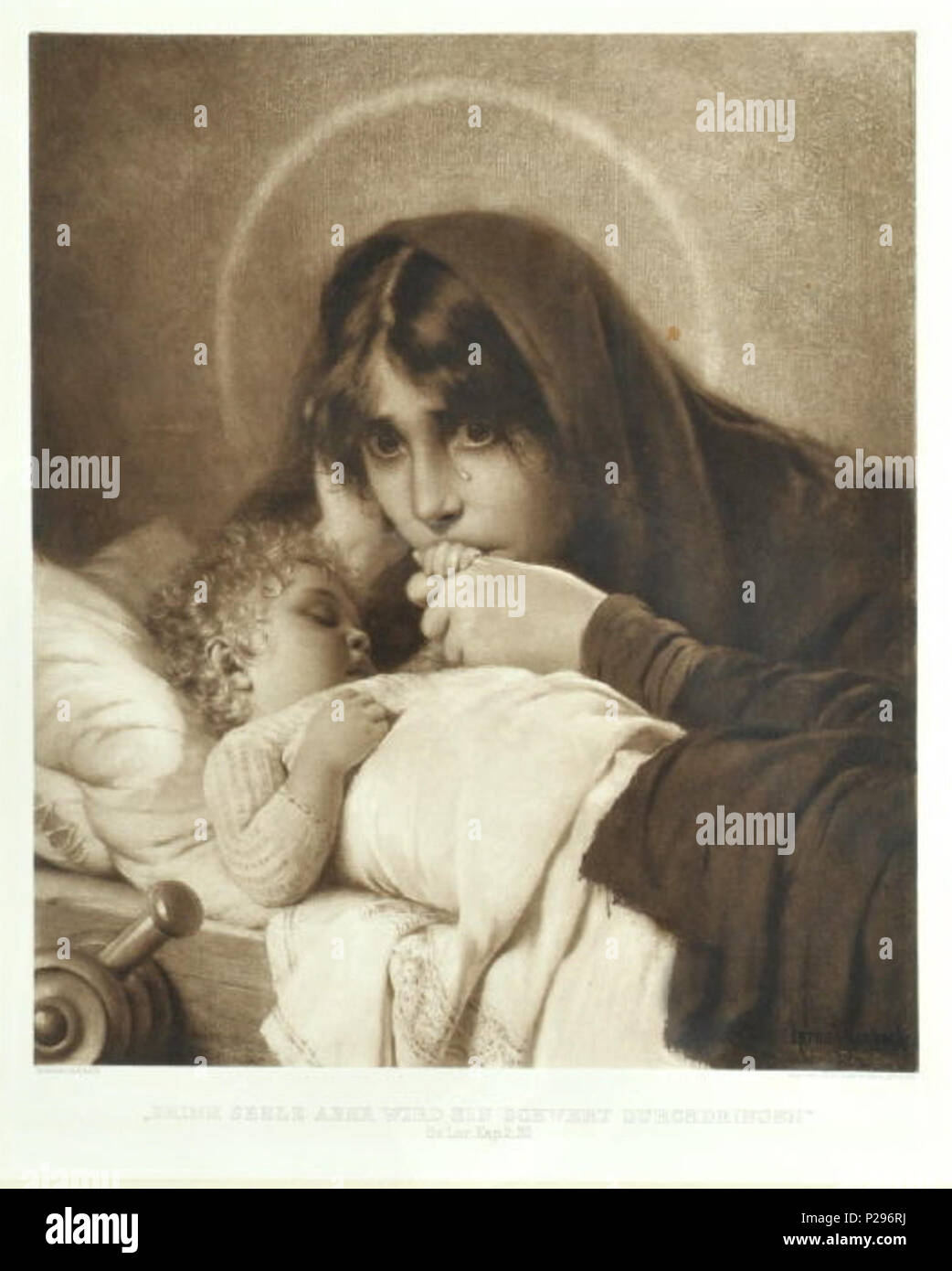 . "Mater dolorosa, die weinende Maria mit dem Kinde', Kupferstich nach einem Gemälde von Hermann von Kaulbach, 50,5 x 43 cm, Verlag Hanfstaengl . Xix secolo. Dopo Hermann von Kaulbach (1846-1909) Descrizione pittore tedesco Data di nascita e morte 26 Luglio 1846 9 dicembre 1909 Luogo di nascita e morte Munich Monaco di Baviera sede di lavoro autorità di Monaco di Baviera : controllo Q317355 VIAF: 18033705 ISNI: 0000 0000 6665 8017 ULAN: 500032905 LCCN: nr2006032250 GND: 11952239X WorldCat 147 Hermann Kaulbach Weinende Madonna Foto Stock