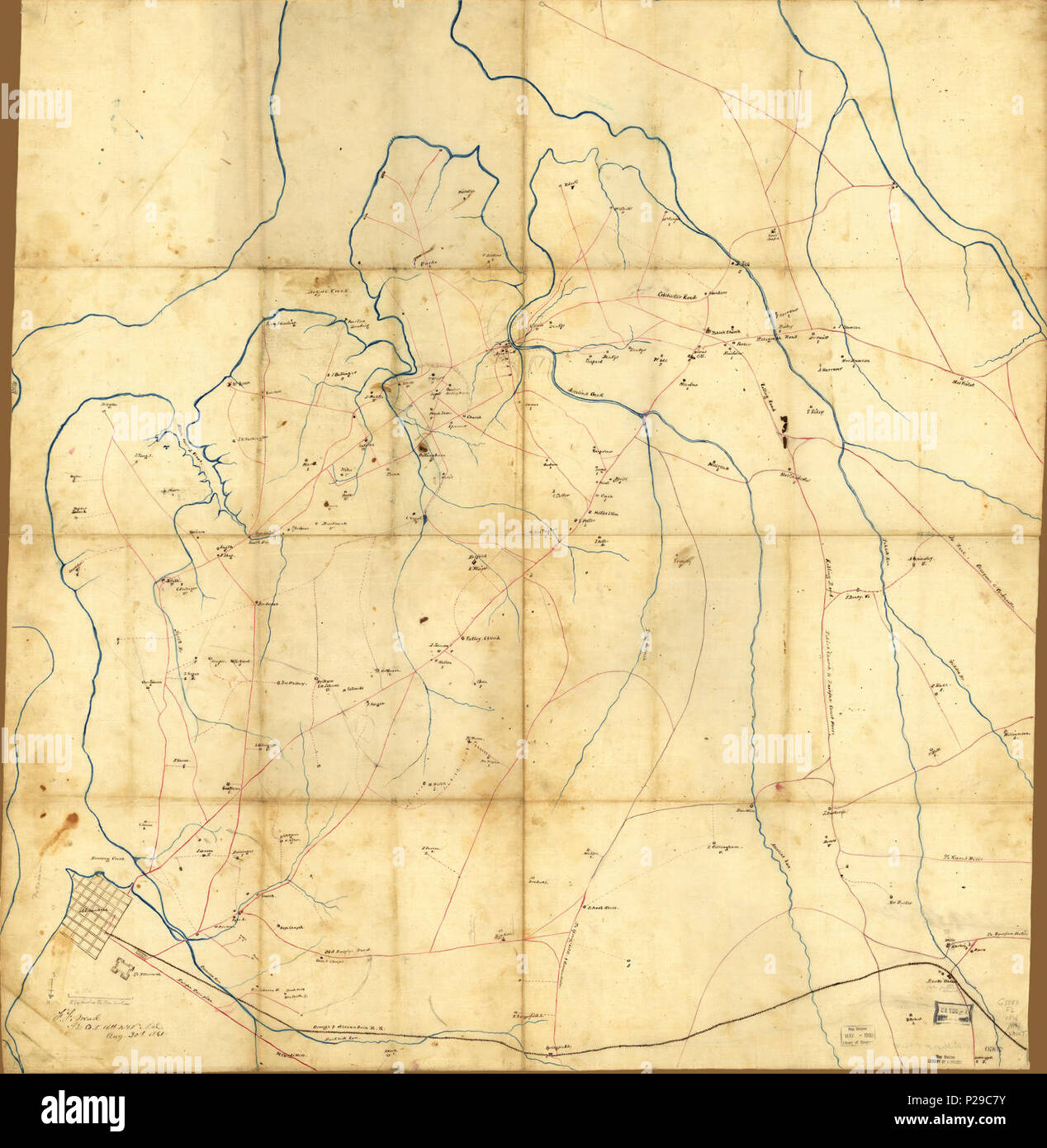 (Mappa di parte della contea di Fairfax, Virginia, a sud della città di Alessandria e l'arancione e Alessandria ferrovia) LOC 99446519. Foto Stock