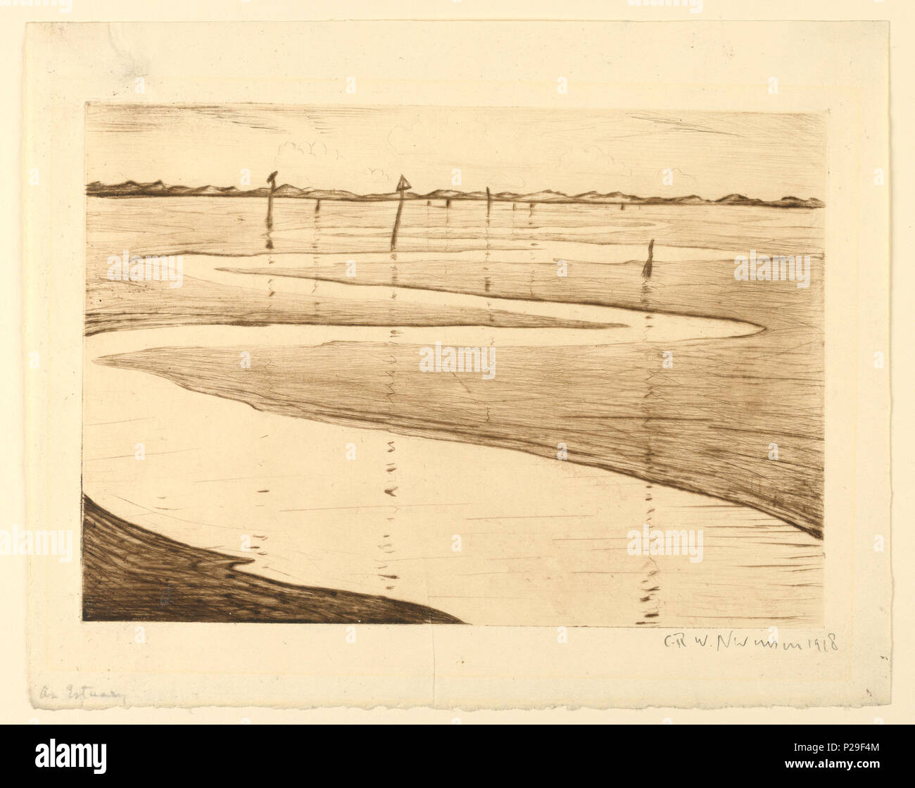 . Inglese: stampa, un estuario, 1918 . 1918 267 Stampa, un estuario, 1918 (CH) 18390765 Foto Stock