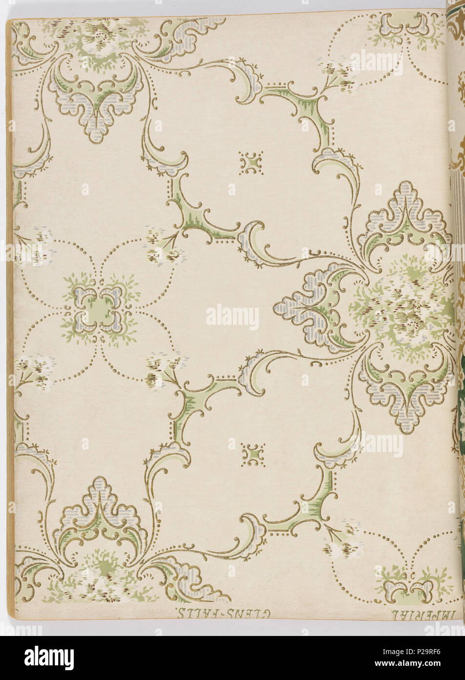 . Inglese: libro campione, Alfred torbe n. 4, 1908 . Inglese: Raccolta di schemi messi insieme da Alfred torbe. Ciascuno dei modelli è parte di un gruppo unico costituito da una parete laterale, fregio e il soffitto della carta. Ogni progetto è illustrato in variantatura multiple. . 1908 281 Campionario, Alfred torbe n. 4, 1908 (CH) 18498173-44 Foto Stock