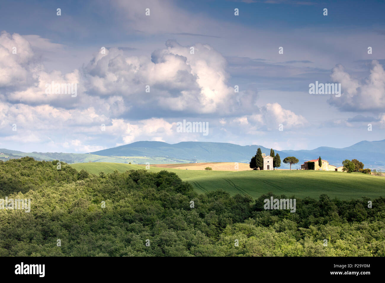 cappella della Madonna di Vitaleta, Val D'Orcia San Quirico Toscana Foto Stock