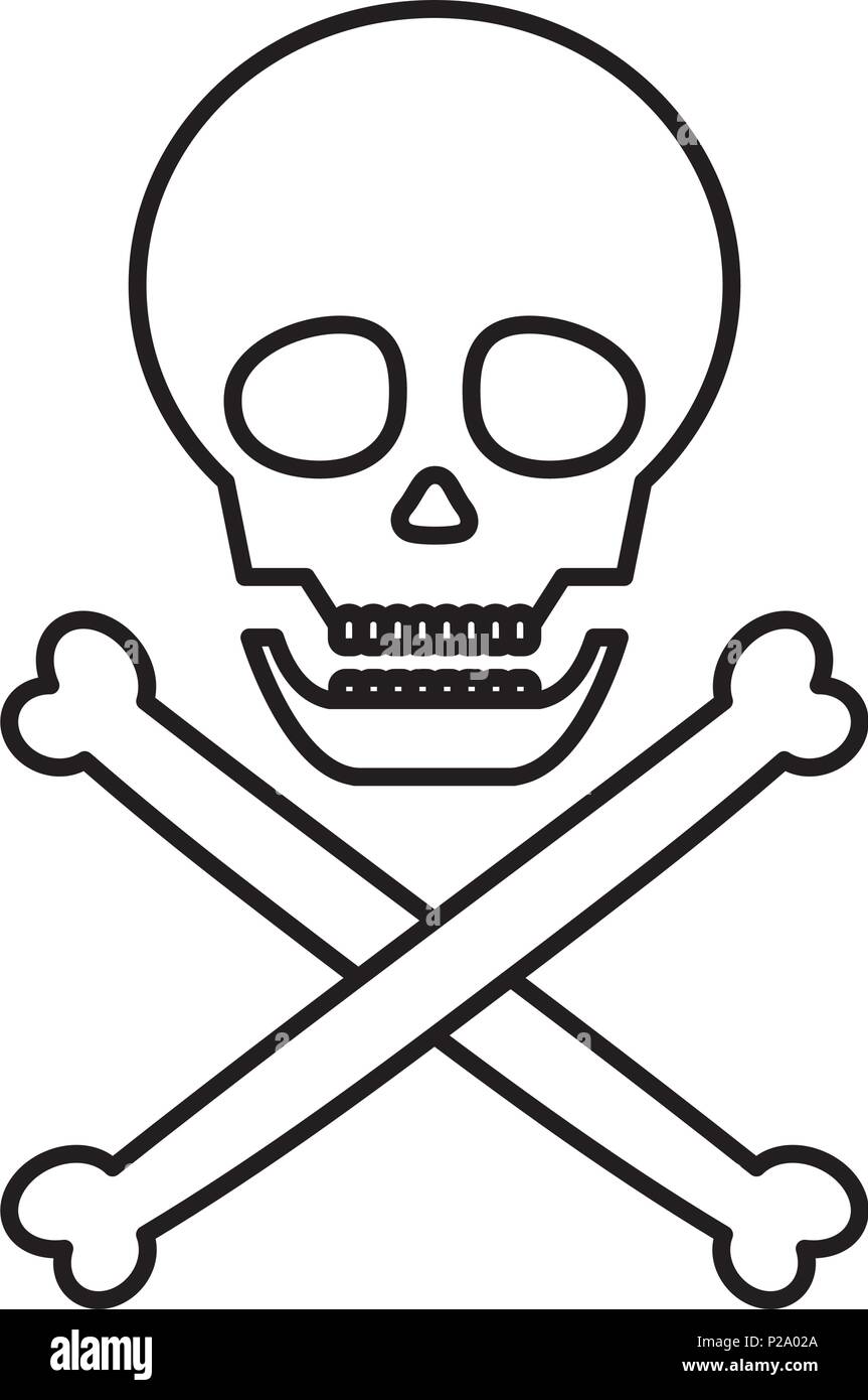 Pericolo di linea cranio avvertenza simbolo di morte Illustrazione Vettoriale