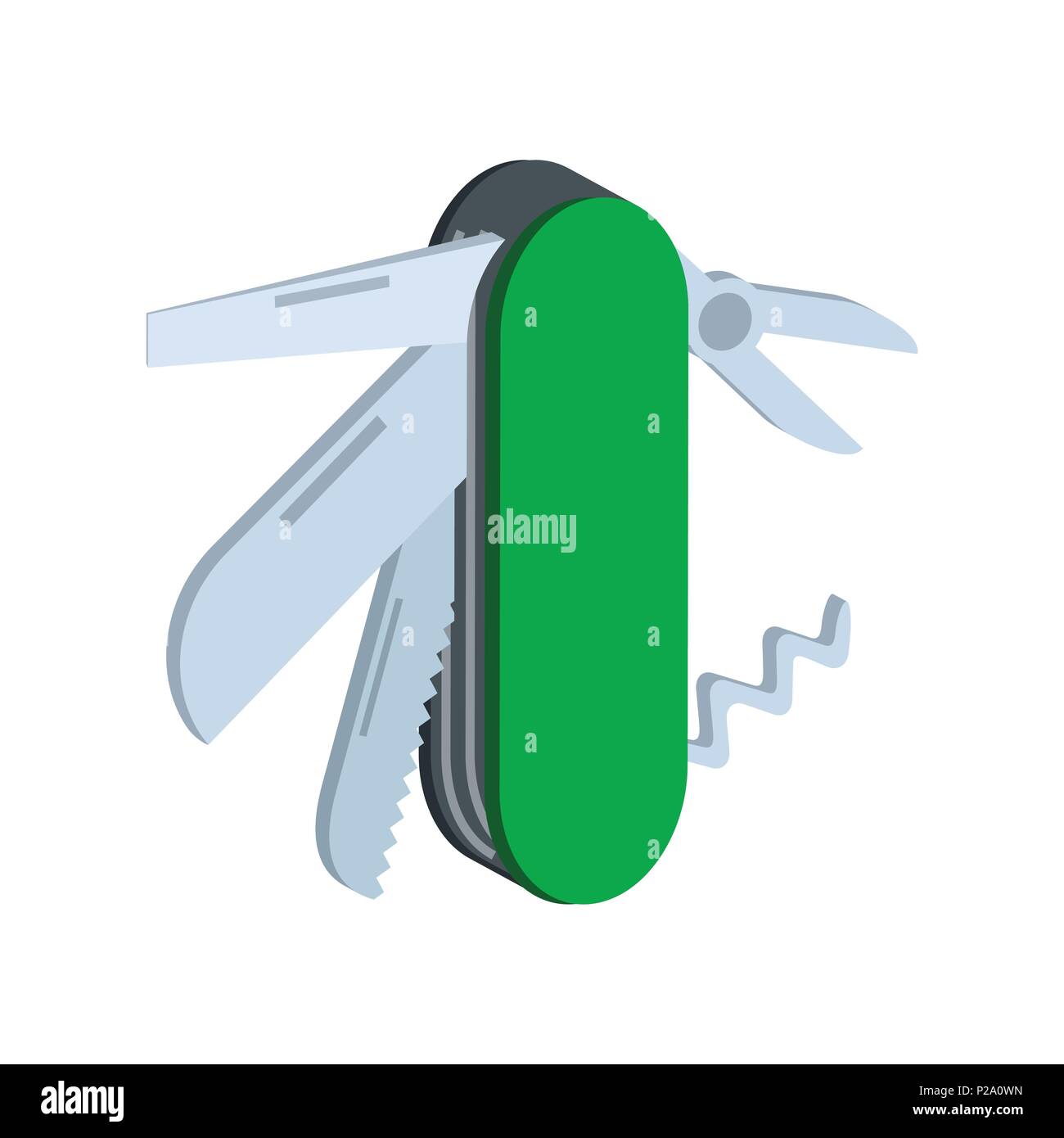 Attrezzo multiuso simbolo. Piatto Icona isometrica o logo. 3D pittogramma di stile per il Web Design, UI Mobile App, Una infografica. Illustrazione Vettoriale su bianco backgroun Illustrazione Vettoriale