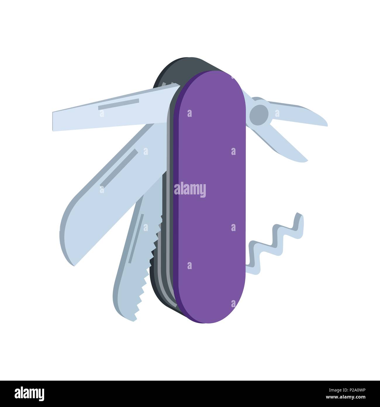 Attrezzo multiuso simbolo. Piatto Icona isometrica o logo. 3D pittogramma di stile per il Web Design, UI Mobile App, Una infografica. Illustrazione Vettoriale su bianco backgroun Illustrazione Vettoriale