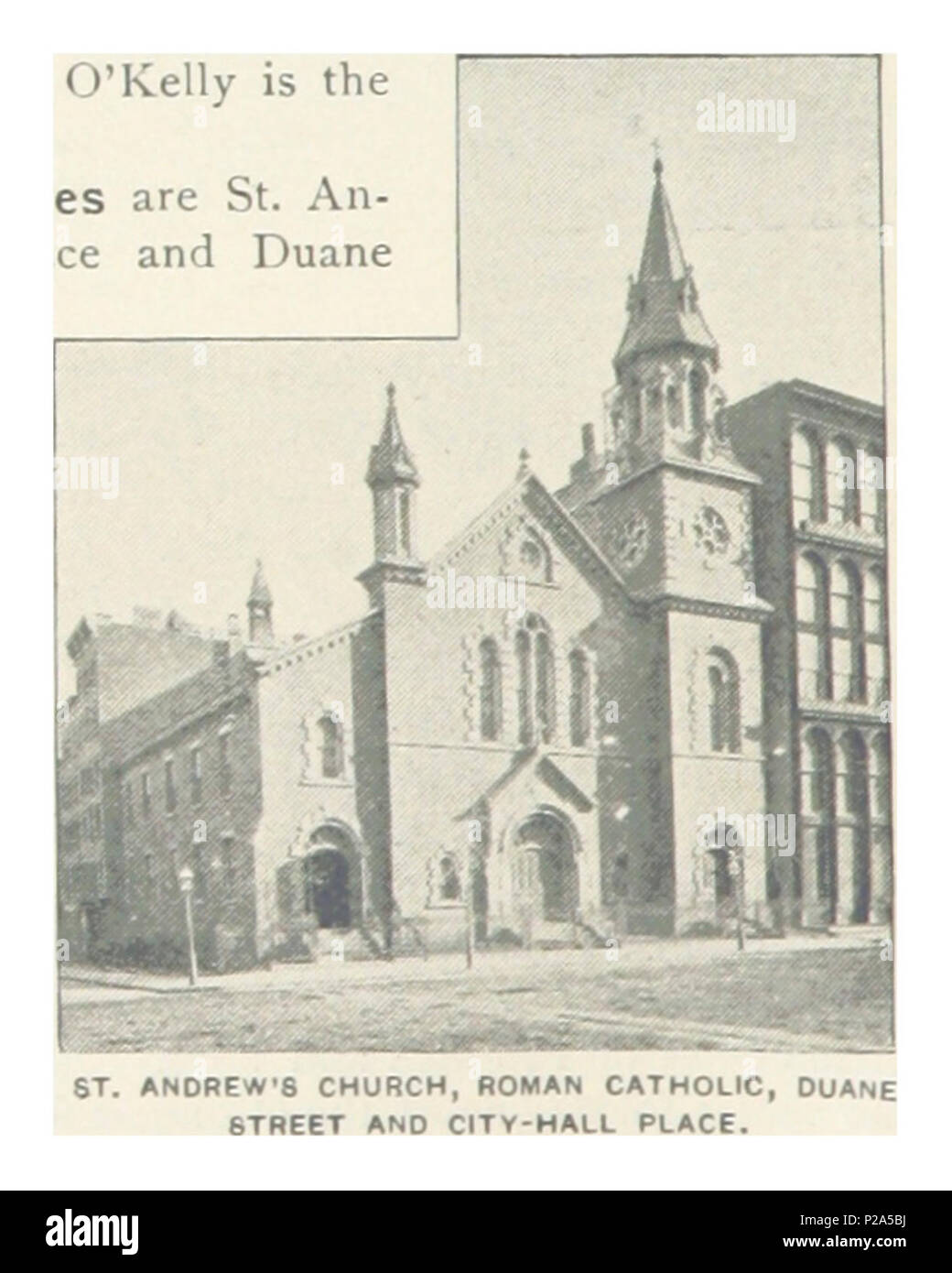 (Re1893NYC) PG406 ST. Andrea la Chiesa cattolica romana, Duane Street e il city-hall posto. Foto Stock
