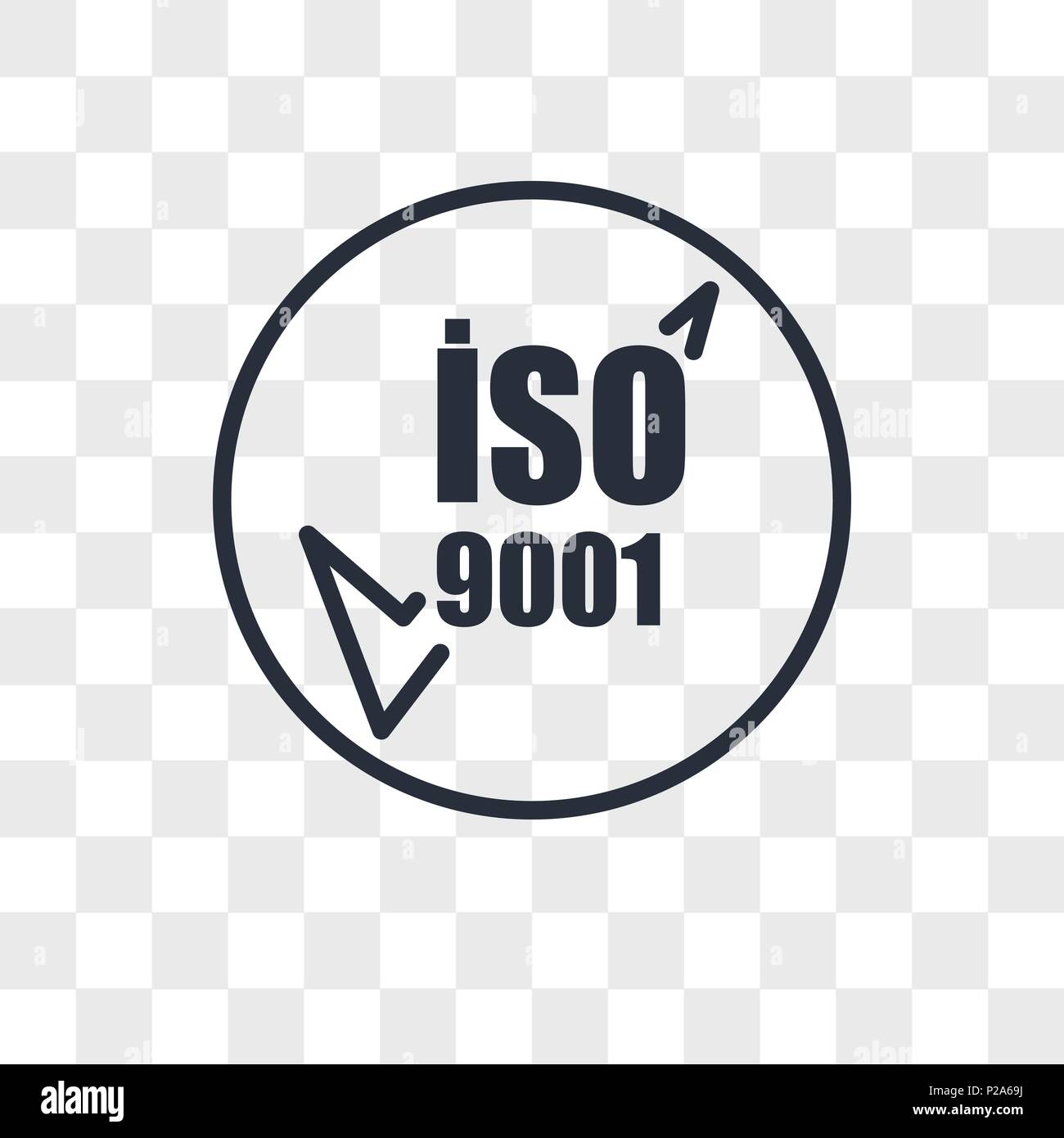 Iso 9001 icona vettore isolato su sfondo trasparente, iso 9001 il concetto di logo Illustrazione Vettoriale