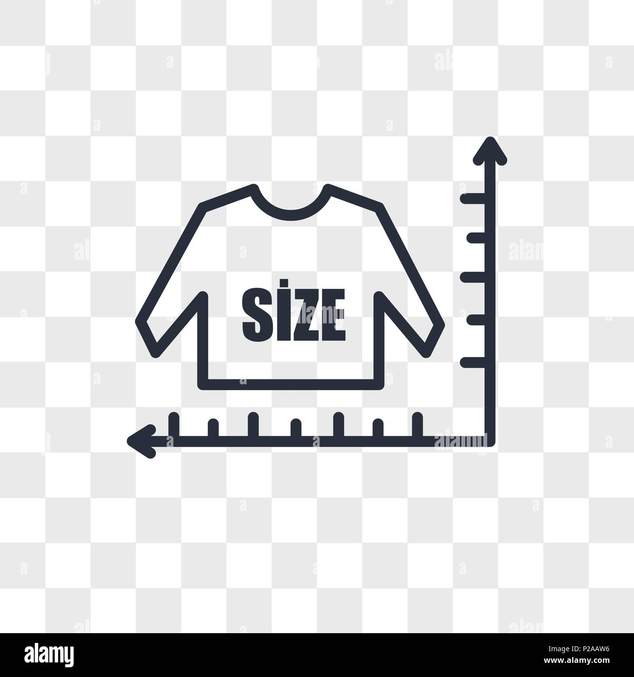 Tabella dimensioni icona vettore isolato su sfondo trasparente, grafico delle dimensioni del concetto di logo Illustrazione Vettoriale