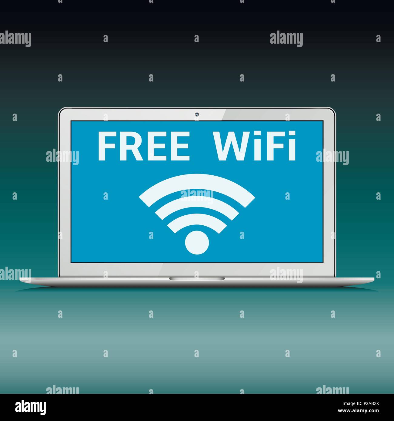 La tecnologia wireless, connessione wi-fi, rete wireless, concetti di hotspot. Illustrazione Vettoriale. Illustrazione Vettoriale