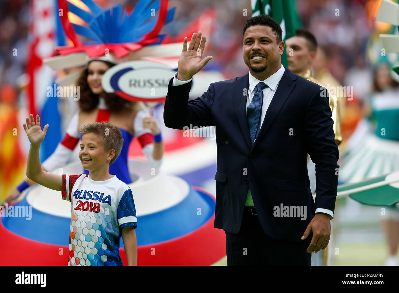 Mosca, Russia. 14 giugno 2018. Ronaldo prima del 2018 Coppa del Mondo FIFA Gruppo una corrispondenza tra la Russia e l'Arabia Saudita a Luzhniki Stadium il 14 giugno 2018 a Mosca, in Russia. Credito: Immagini di PHC/Alamy Live News Foto Stock