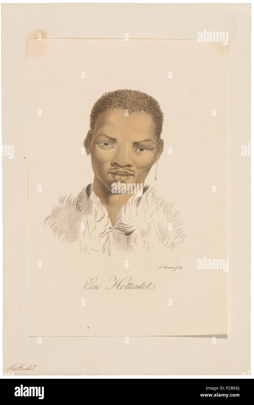 . Homo sapiens - Khoikhoi, Zuid-Afrika . tra il 1700 e il 1880 UBA01 IZ19400122-t, 17-09-09, 14:04, 8C, 7008x9898 (673+425), 100%%%%, BasisCurve Arte, 1/50 s, R49.6, G19.4, B12.4 151 Homo sapiens - Khoikhoi, Zuid-Afrika - 1700-1880 - Stampa - Iconographia Zoologica - Collezioni Speciali Università di Amsterdam - UBA01 IZ19400109 Foto Stock