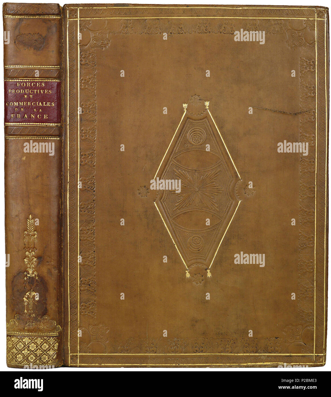 . Nederlands: Banda van naturel kalfsleer . Nederlands: Inhoud: Charles Dupin. Forces productives et Commerciales de la France. Parigi, 1827. . 1827-1830 28 Band van naturel kalfsleer-KONB12-940C12 Foto Stock