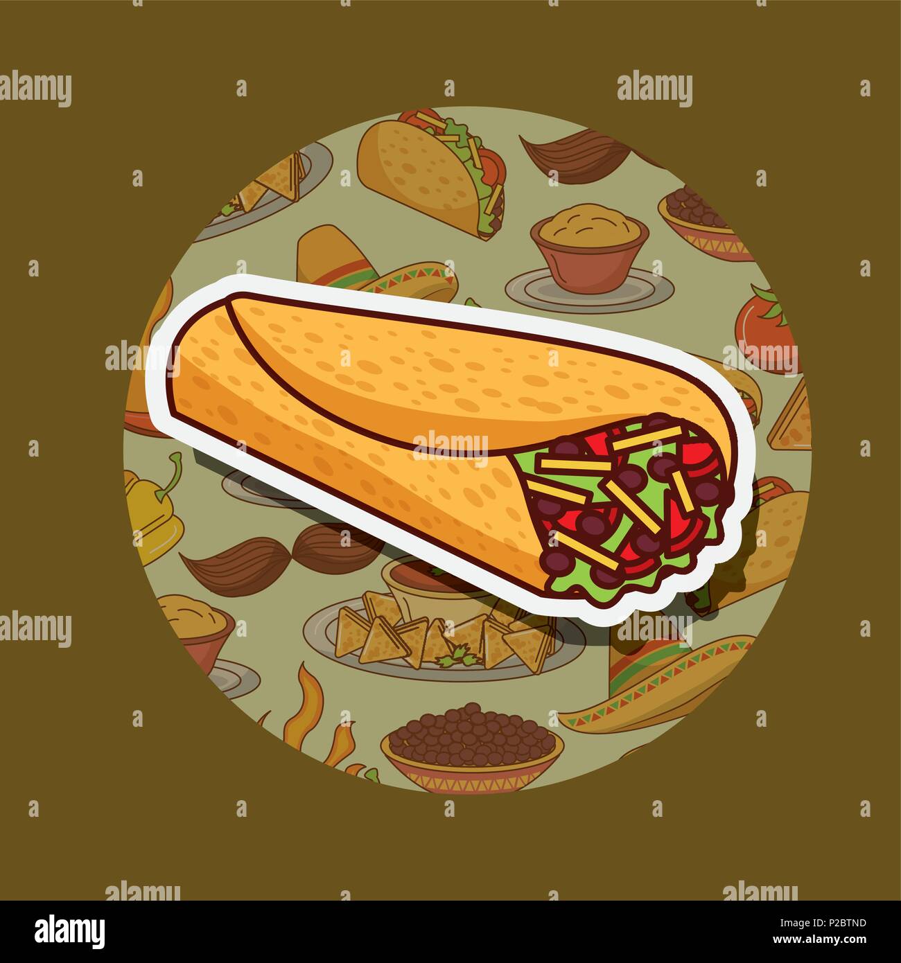 Freschi e deliziosi burrito cibo messicano illustrazione vettoriale Illustrazione Vettoriale