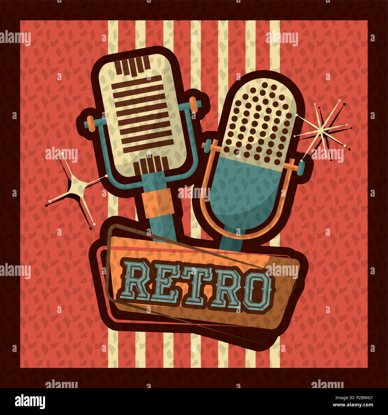 Retro Vintage audio del microfono dispositivo vocale sfondo stile illustrazione vettoriale Illustrazione Vettoriale