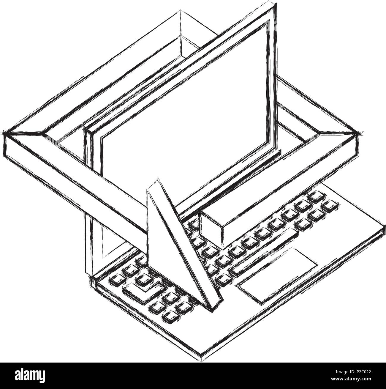 Computer laptop tecnologia grado 360 freccia Illustrazione Vettoriale