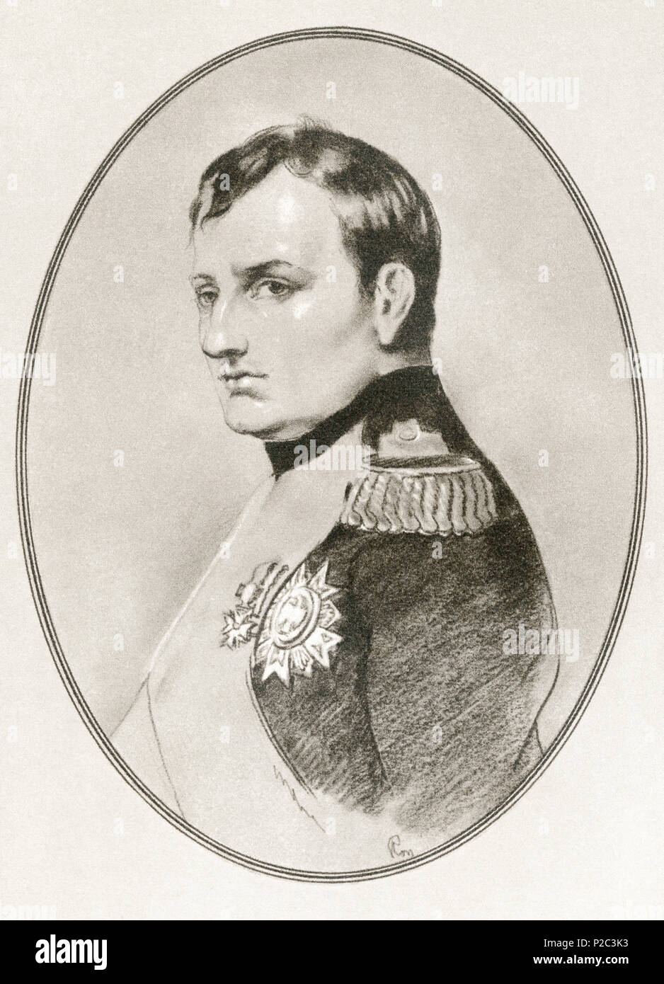 Napoléon Bonaparte, 1769 - 1821. Statista francese leader militare e l'Imperatore dei Francesi. Illustrazione da Gordon Ross, artista americano e illustrator (1873-1946), dal vivere le biografie di famosi sovrani. Foto Stock