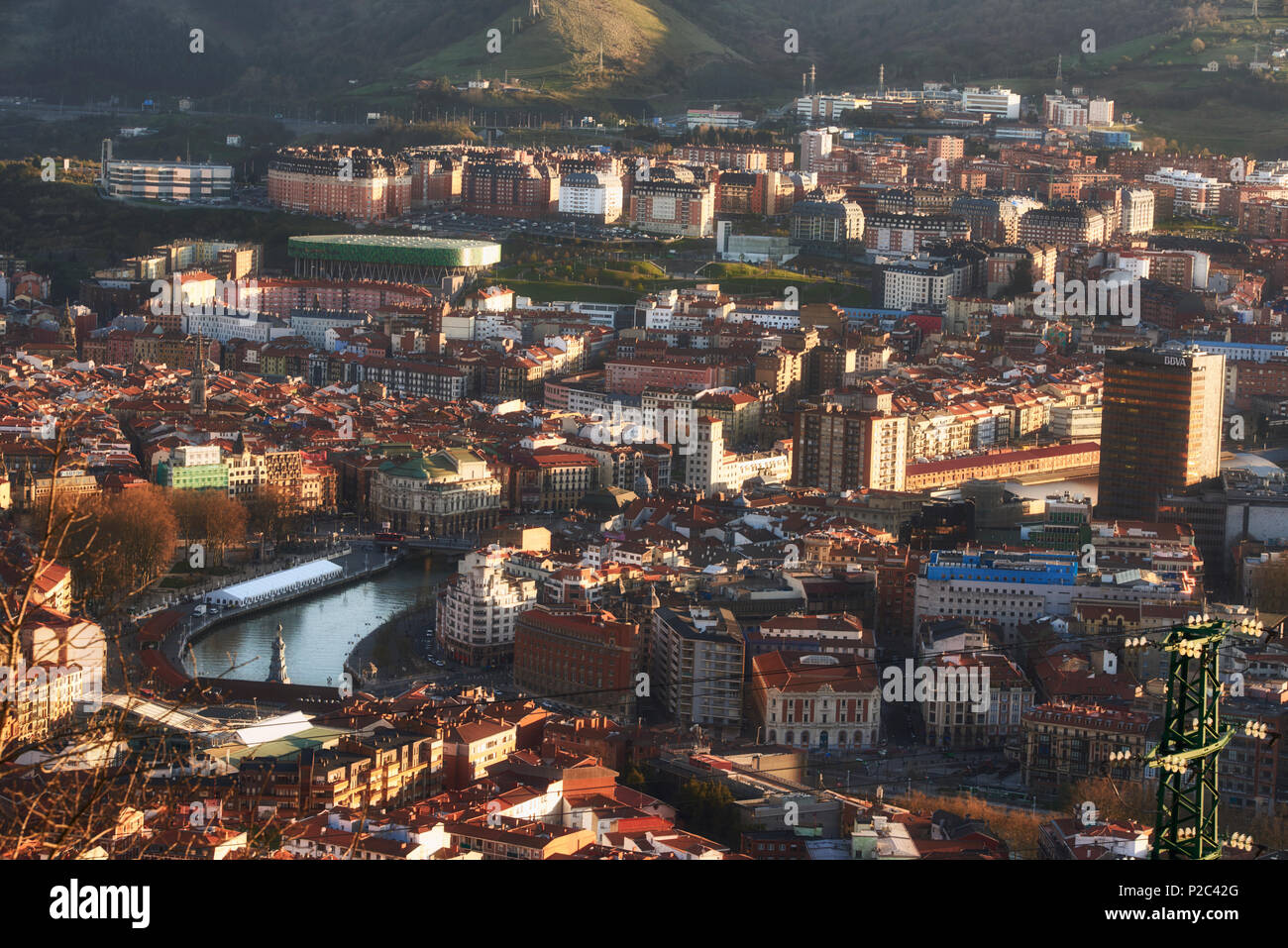 Bilbao vista da Artxanda, Bilbao, Biscaglia, Bizkaia, Paese Basco, Euskadi, Euskal Herria, Spagna, Europa Foto Stock
