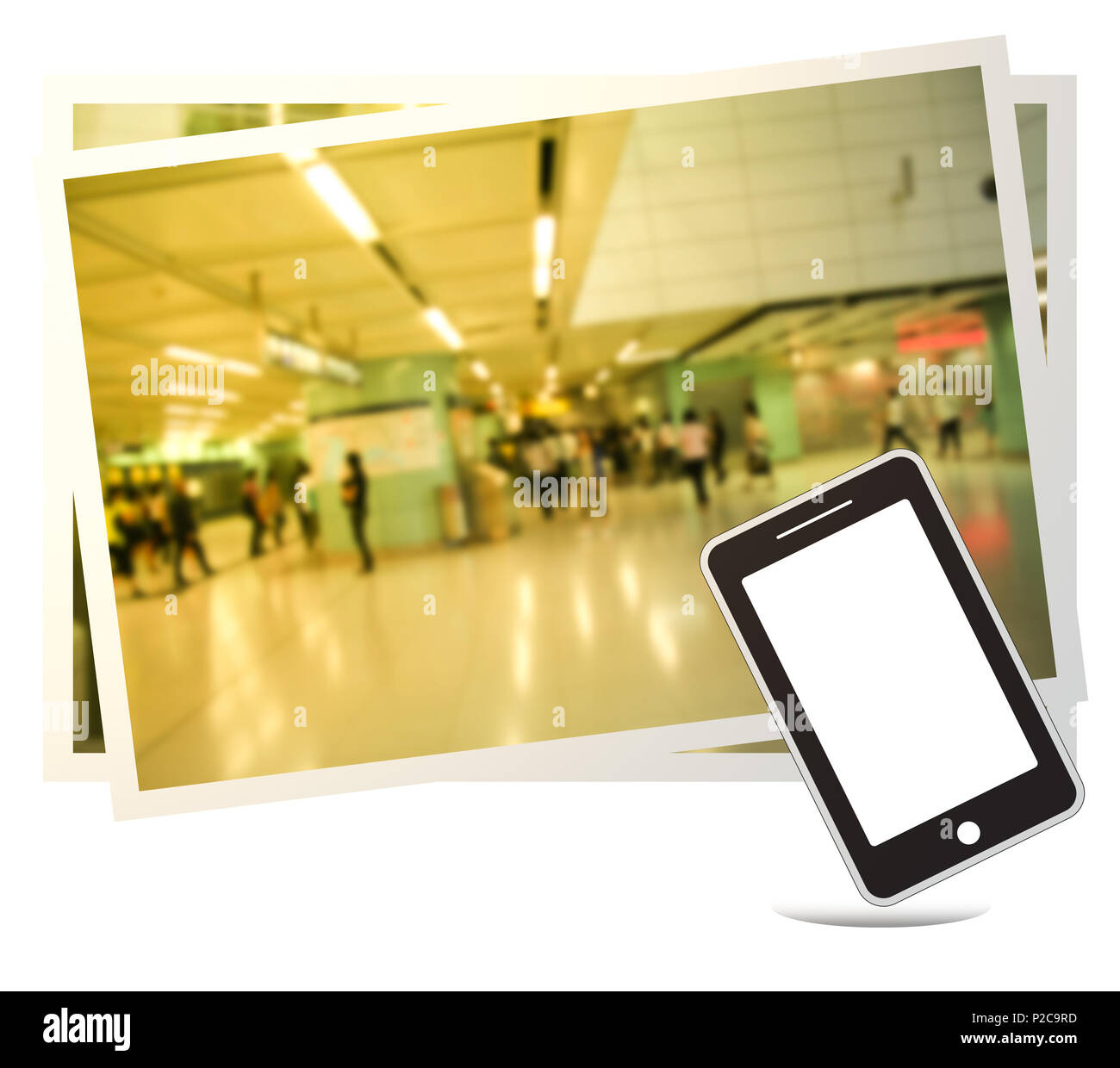 Smart phone e la sfocatura della stazione metropolitana idea per il business Foto Stock