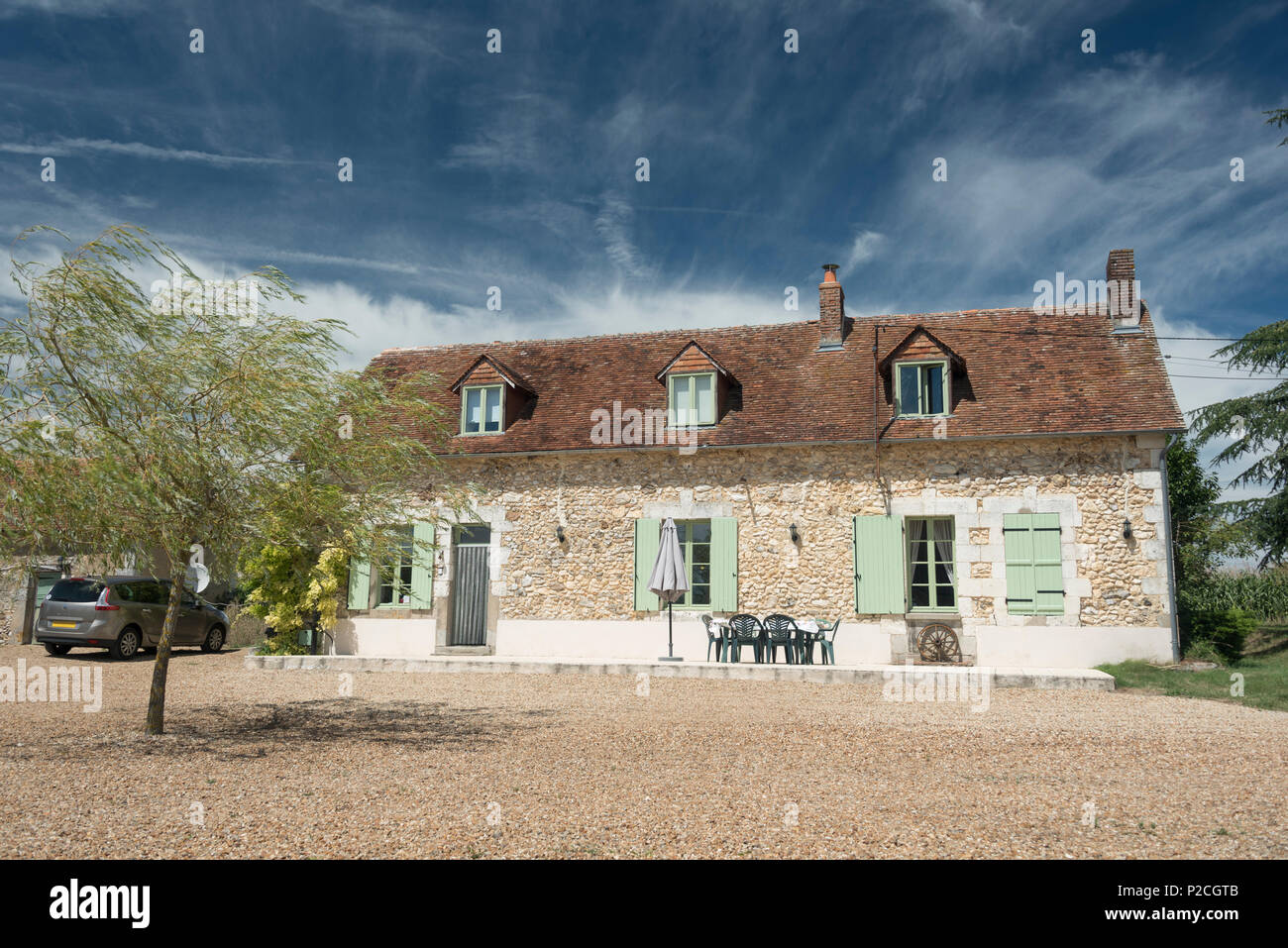 Un tradizionale cercando casa colonica francese nella regione Pays de la Loire di Francia Foto Stock